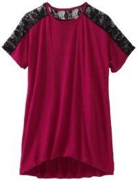 Design History Girls 7-16 Lace Colorblock Tunic, Razzleberry, Large Design History Girls 7-16 Lace Colorblock Tunic, Razzleberry, Large