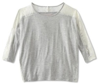 Design History Girls 7-16 Short Sleeve Top Lace Trim, Marble Heather, Large Design History Girls 7-16 Short Sleeve Top Lace Trim, Marble Heather, Large