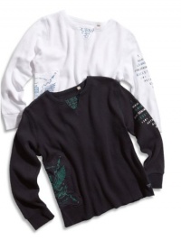 GUESS Kids Little Boy Long-Sleeve Slit V-Neck, WHITE (4) GUESS Kids Little Boy Long-Sleeve Slit V-Neck, WHITE (4)