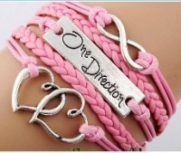 EmBest Vintage Bronze Infinity 8 One Direction Double Heart Pink Rope Leather Bracelet Karma EmBest Vintage Bronze Infinity 8 One Direction Double Heart Pink Rope Leather Bracelet Karma