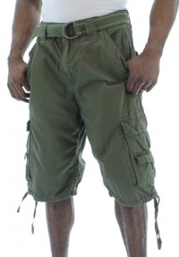 MO7 Most Official Seven Men's Belted Heavy Wash Cargo Shorts MO7 Most Official Seven Men's Belted Heavy Wash Cargo Shorts