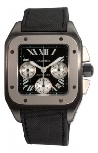 Cartier Men's W2020005 Santos 100 Chronograph Black Dial Watch