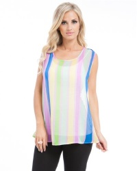MOD Plus Women's Horizontal Stripe Chiffon Plus Size Top MOD Plus Women's Horizontal Stripe Chiffon Plus Size Top