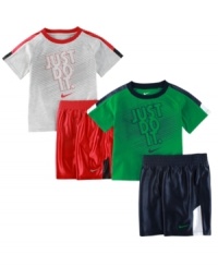 Equip him for cool with this athletic set sporting the phrase that started it all from Nike. Equip him for cool with this athletic set sporting the phrase that started it all from Nike.