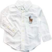 Polo Ralph Lauren Toddler Boy's Long-Sleeved Big Pony Blake Oxford, White, 4/4T Polo Ralph Lauren Toddler Boy's Long-Sleeved Big Pony Blake Oxford, White, 4/4T