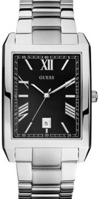Guess Men's U11669G2 Silver Stainless-Steel Quartz Watch with Black Dial Guess Men's U11669G2 Silver Stainless-Steel Quartz Watch with Black Dial
