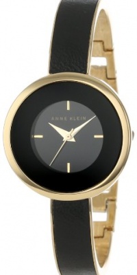 Anne Klein Women's AK/1232BKGB Black and Gold-Tone Bangle Watch with Black Leather Insert Anne Klein Women's AK/1232BKGB Black and Gold-Tone Bangle Watch with Black Leather Insert
