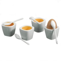 Square Egg Cups and Spoons - Set of 4 by BIA Cordon Bleu Square Egg Cups and Spoons - Set of 4 by BIA Cordon Bleu