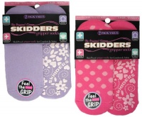 Skidders Womens/Girls Gripper Socks 2 Pack, Lavender/Pink Polka Skidders Womens/Girls Gripper Socks 2 Pack, Lavender/Pink Polka