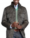 Hawke & Co Mens Olive Laurent Diamond-Quilted Jacket Faux Fur Trim