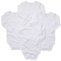Carter's Unisex-Baby 4-Pack Long Sleeve Bodysuits - White - Newborn Carter's Unisex-Baby 4-Pack Long Sleeve Bodysuits - White - Newborn