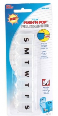 7 Day Pill Reminder - Size Small - Clear, Blue or Green (Colors may vary)