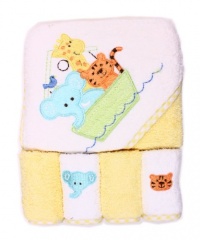 Spasilk 100% Cotton Hooded Terry Bath Towel with 4 Washcloths, Ark Yellow Spasilk 100% Cotton Hooded Terry Bath Towel with 4 Washcloths, Ark Yellow