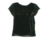 Ellen Tracy Women's Round Neck Cap Sleeve Blouse Black L Ellen Tracy Women's Round Neck Cap Sleeve Blouse Black L