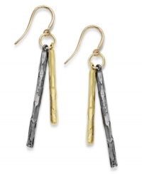 Raise the bar! These versatile, two-tone earrings by Alfani add dimension to any look with gold and hematite-tone mixed metal bars. Approximate drop: 2 inches.