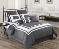 Cozy Beddings Lux Decor Collection 8-Piece Comforter Set with White Stripes, Queen, Grey Cozy Beddings Lux Decor Collection 8-Piece Comforter Set with White Stripes, Queen, Grey