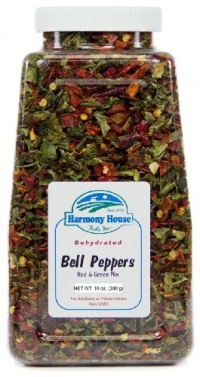 Harmony House Foods Dried Mixed Red & Green Bell Peppers, diced (10 oz, Quart Size Jar) for Cooking, Camping, Emergency Supply, and More Harmony House Foods Dried Mixed Red & Green Bell Peppers, diced (10 oz, Quart Size Jar) for Cooking, Camping, Emergency Supply, and More