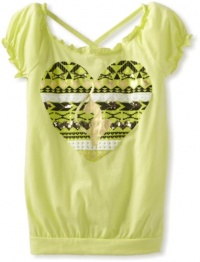 Baby Phat Girl's Ruffle Puff Sleeve Top, Sunny Lime, Large Baby Phat Girl's Ruffle Puff Sleeve Top, Sunny Lime, Large