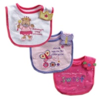 Luvable Friends 3-Pack Side-Closure, Applique & Embroidery Baby Bibs, Girl Set Luvable Friends 3-Pack Side-Closure, Applique & Embroidery Baby Bibs, Girl Set