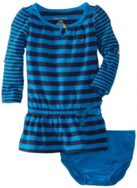 Nautica Baby-Girls Infant Jersey Stripe Dress, Turquoise, 12 Months