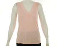 Lauren Ralph Lauren V-Neck Sleeveless Shirt Cherry Pink/White L Lauren Ralph Lauren V-Neck Sleeveless Shirt Cherry Pink/White L