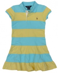 Ralph Lauren Girls Mesh Pony Logo Polo Dress - 2/2T - Blue/Yellow Ralph Lauren Girls Mesh Pony Logo Polo Dress - 2/2T - Blue/Yellow