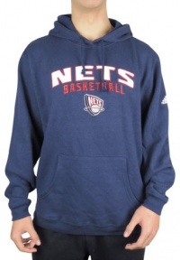 Adidas Mens NBA Brooklyn Nets Athletic Pullover Warm Hoodie with Embroidered Logo - Blue (Size: S)