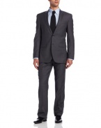 Kenneth Cole New York Men's Two Piece Side Vent Suit,  Charcoal Stripe, 38 R