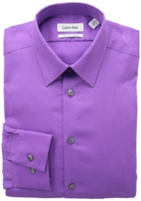 Calvin Klein STEEL Slim Fit Non Iron Textured Check Dress Shirt, Amethyst, 16 34-35 Calvin Klein STEEL Slim Fit Non Iron Textured Check Dress Shirt, Amethyst, 16 34-35