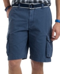 Some things never fade, like the cool casual style you'll get with these cargo shorts from Izod.