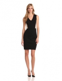 DKNYC Women's Sleeveless V-Neck Dress With Lace Back And Side Panels, Black, 6 DKNYC Women's Sleeveless V-Neck Dress With Lace Back And Side Panels, Black, 6