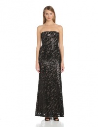 BCBGMAXAZRIA Women's Natasha Applique Chiffon Sequin Cut Out Gown