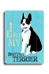 Love My Boston Terrier 14x20 Planked Wood Sign Wall Decor Art Love My Boston Terrier 14x20 Planked Wood Sign Wall Decor Art