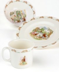With energetic bunnies running around this dinnerware and dishes set, it is sure to delight your little one! A storybook theme depicting Bunny with friends and family, this Royal Doulton set adorable makes a great gift too! With energetic bunnies running around this dinnerware and dishes set, it is sure to delight your little one! A storybook theme depicting Bunny with friends and family, this Royal Doulton set adorable makes a great gift too!