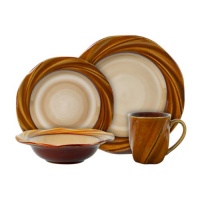 Gibson Brandia Dinnerware Set, 16-Piece, Amber