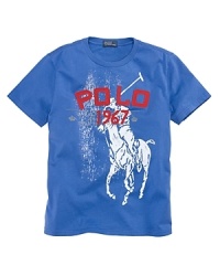 An essential cotton jersey tee is accented with a twill Polo RL 1967 applique and printed with a faded Big Pony design at the chest. An essential cotton jersey tee is accented with a twill Polo RL 1967 applique and printed with a faded Big Pony design at the chest.