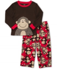 Cuddly dogs or funny monkeys, the animal prints on this Carter's pajama tee and pants set make it perfect for bedtime. Cuddly dogs or funny monkeys, the animal prints on this Carter's pajama tee and pants set make it perfect for bedtime.