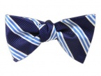 100% Silk Woven Navy Stripe Self-Tie Bow Tie