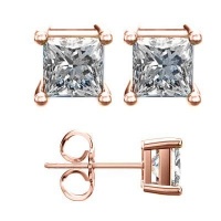 18K Rose Gold Plated 2.00 Carat Cubic Zirconia Stud Earrings 18K Rose Gold Plated 2.00 Carat Cubic Zirconia Stud Earrings