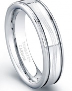 CleverEve 6 mm Tungsten Carbide Ring Laser Etched Design Polished Tungsten Wedding Band (From Size 8 to 12)