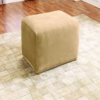 Sure Fit Stretch Pique Ottoman Slipcover, 1-Piece, Cream Sure Fit Stretch Pique Ottoman Slipcover, 1-Piece, Cream