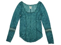 Free People Women's Long sleeve Shirt Washed Teal XS Free People Women's Long sleeve Shirt Washed Teal XS