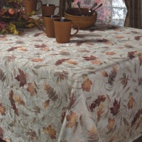 Benson Mills Natures Leaves Jacquard Printed Fabric Tablecloth, 70-Inch Round