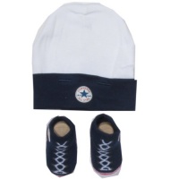 Converse Unisex 0-6M Hat and Bootie Set (0-9M, Navy) Converse Unisex 0-6M Hat and Bootie Set (0-9M, Navy)