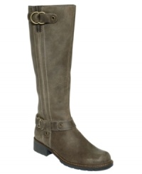 Structured and tall, with a slightly worn-in look. Clarks Artisan Orinocco boots feature buckles around the ankle and upper shaft. Structured and tall, with a slightly worn-in look. Clarks Artisan Orinocco boots feature buckles around the ankle and upper shaft.