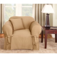 Sure Fit Logan 1-Piece Ties Chair Slipcover, Dark Green Sure Fit Logan 1-Piece Ties Chair Slipcover, Dark Green