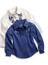 GUESS Kids Girls Little Girl Embroidered Logo Top, BLUE (3T) GUESS Kids Girls Little Girl Embroidered Logo Top, BLUE (3T)