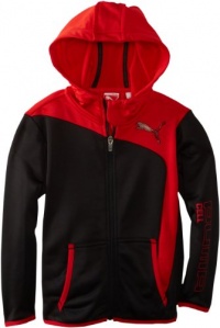 PUMA - Kids Boys 2-7 Performance Hooded Jacket, Black/Red, 4 PUMA - Kids Boys 2-7 Performance Hooded Jacket, Black/Red, 4