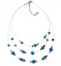 Charter Club Necklace, Blue Beaded 3 Row Illusion Necklace Charter Club Necklace, Blue Beaded 3 Row Illusion Necklace