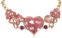 Betsey Johnson Iconic Pinkalicious Crystal Heart and Gem Necklace, 19 Betsey Johnson Iconic Pinkalicious Crystal Heart and Gem Necklace, 19